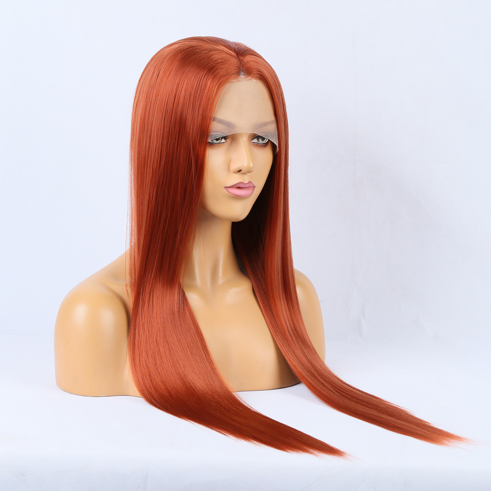 RDY Copper Red Silky Straight Synthetic Lace Front Wig Glueless Natural Haire Reddish Brown Frontal Hair Wigs for Women Daily