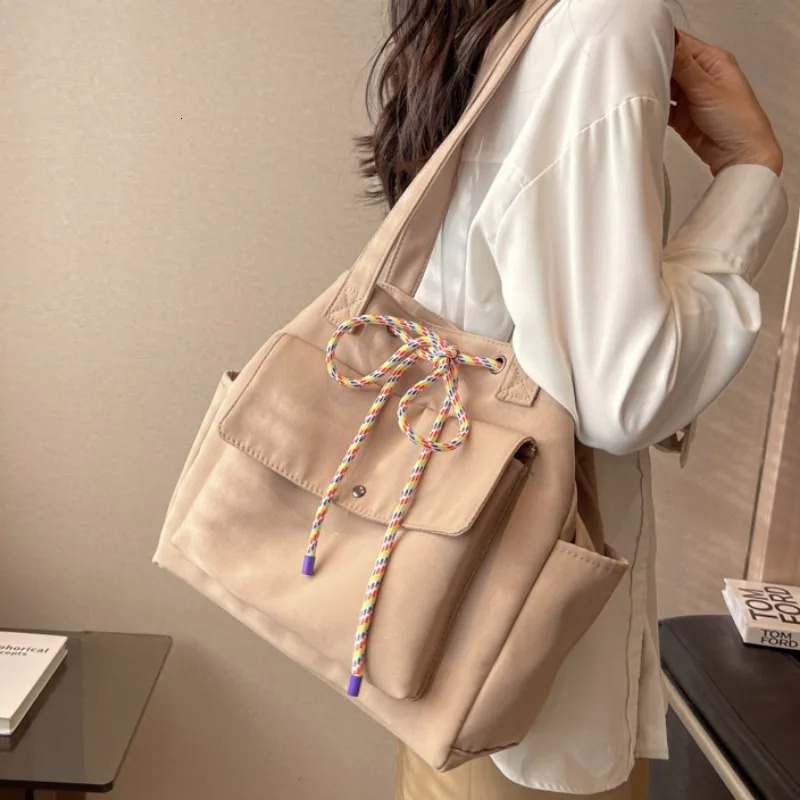 Large Capacity Canvas Tote Bag for Womens Versatile Instagram College Student Class Shoulder Bag 241025