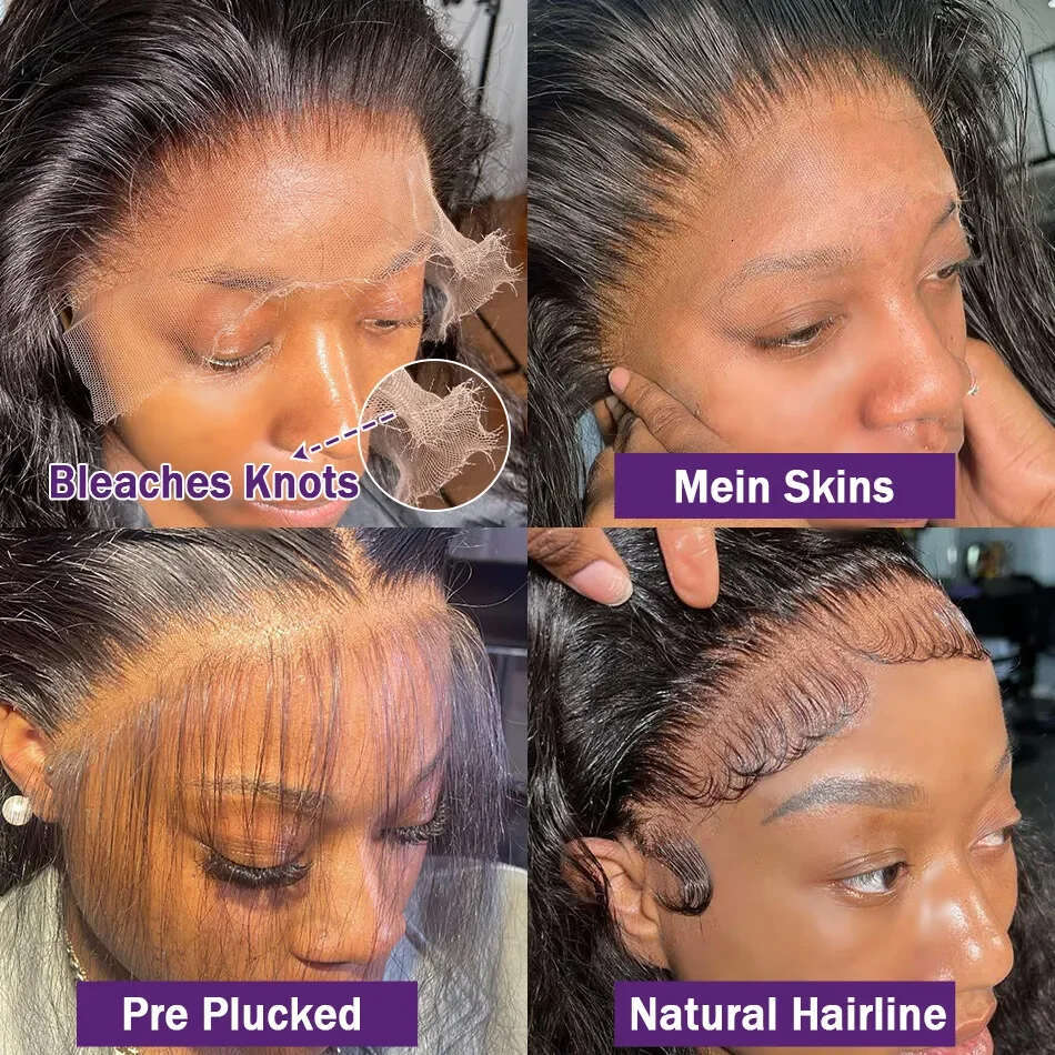 Density x black Body Wave Lace Front Human Hair Wig Brazilian Remy Inch Frontal Wigs PrePlucked For Women