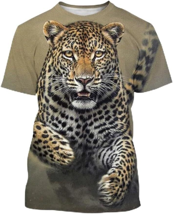 Mens T shirt New Animal Leopard Short-Sleeved T Shirt Men's Casual Fashion Streetwear T Shirt Unisex Harajuku Printed Top tee Casual tops summer 