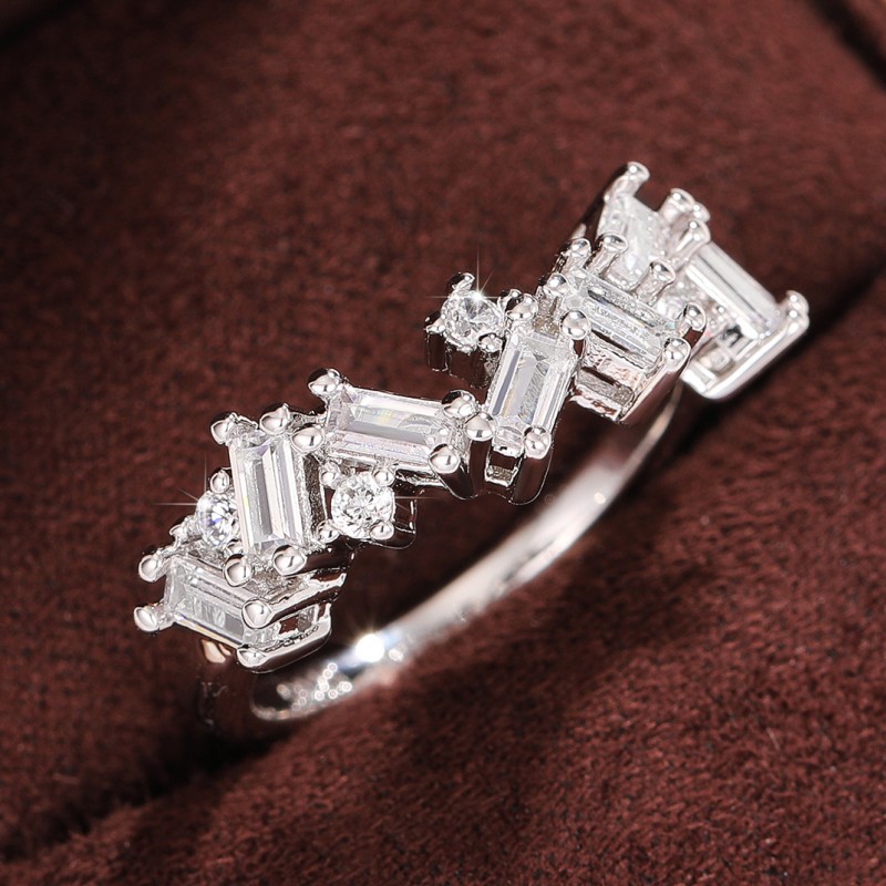 Sterg Sier Princess Cut CZ Dia Irregular Party Ring