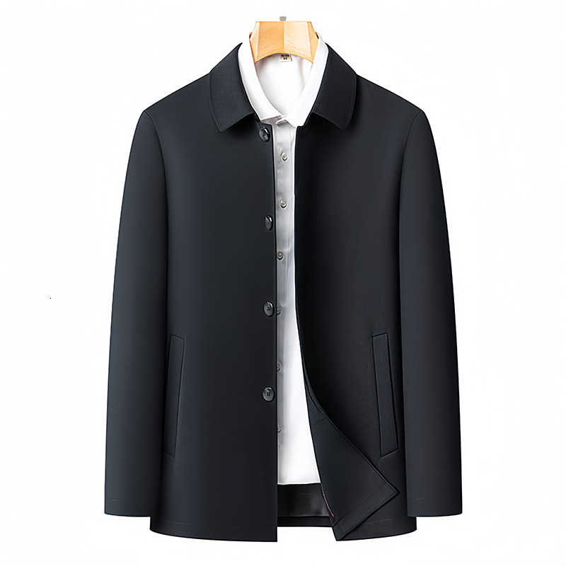 2024 New Designer Men's Autumn/Winter Senior Executive Civil Servant Wool Mulberry Silk Jacket Business Casual Collar Dad's Wear