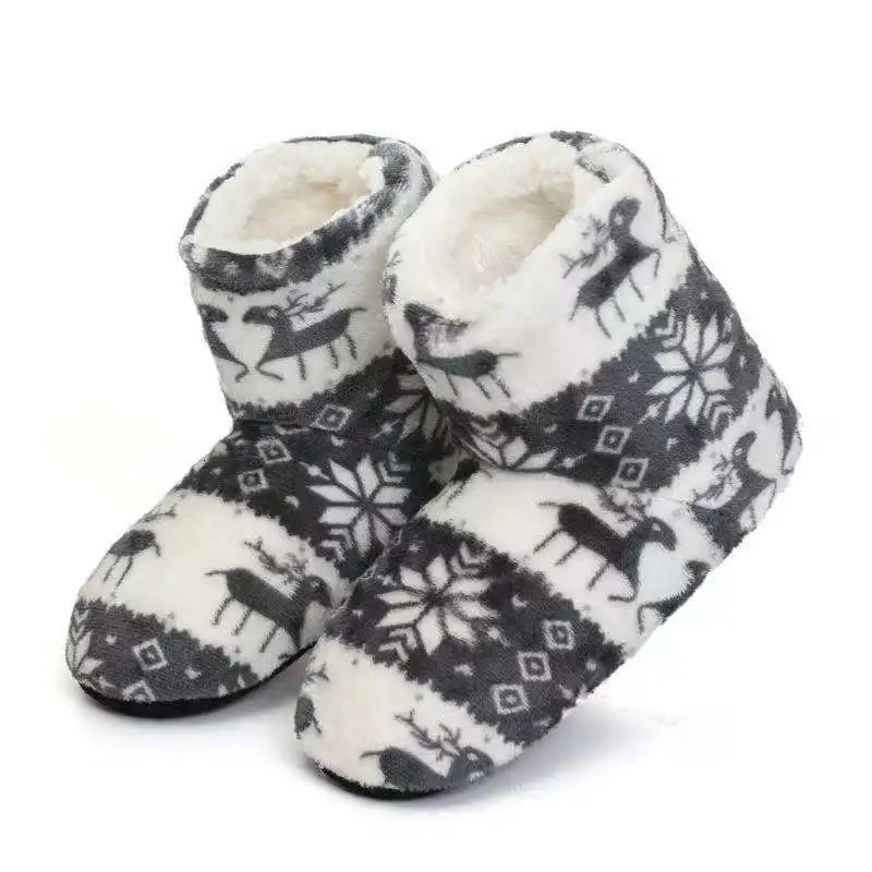 Womens Slippers Winter Floor Shoes Indoor Home Christmas Elk Fur Cotton Plush Anti S Non Slip soft deer Warm Female Boots 241025