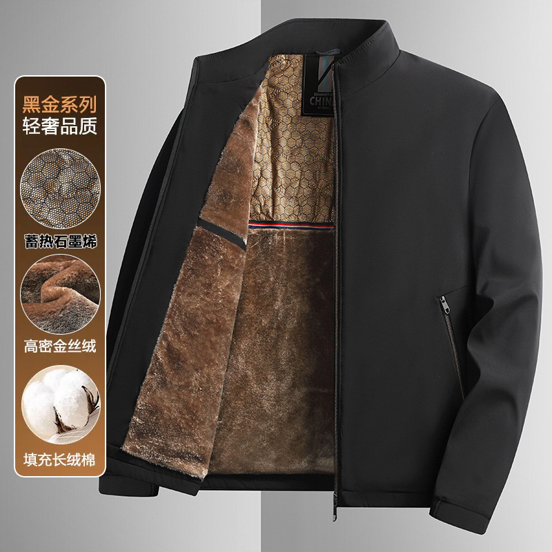 2024 new designer plush winter casual graphene dad jacket suitable for thick and warm men's clothing