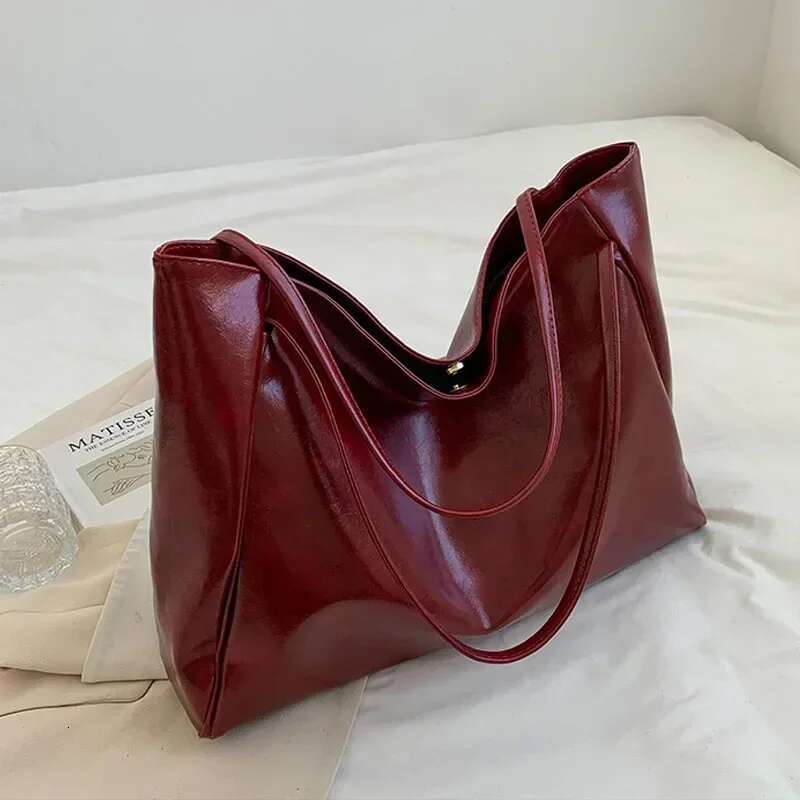 Women Tote Fashion Underarm Pouch Large Capacity Soft Pu Leather Shoulder Retro Crossbody Bag Casual Portable BucketBags
