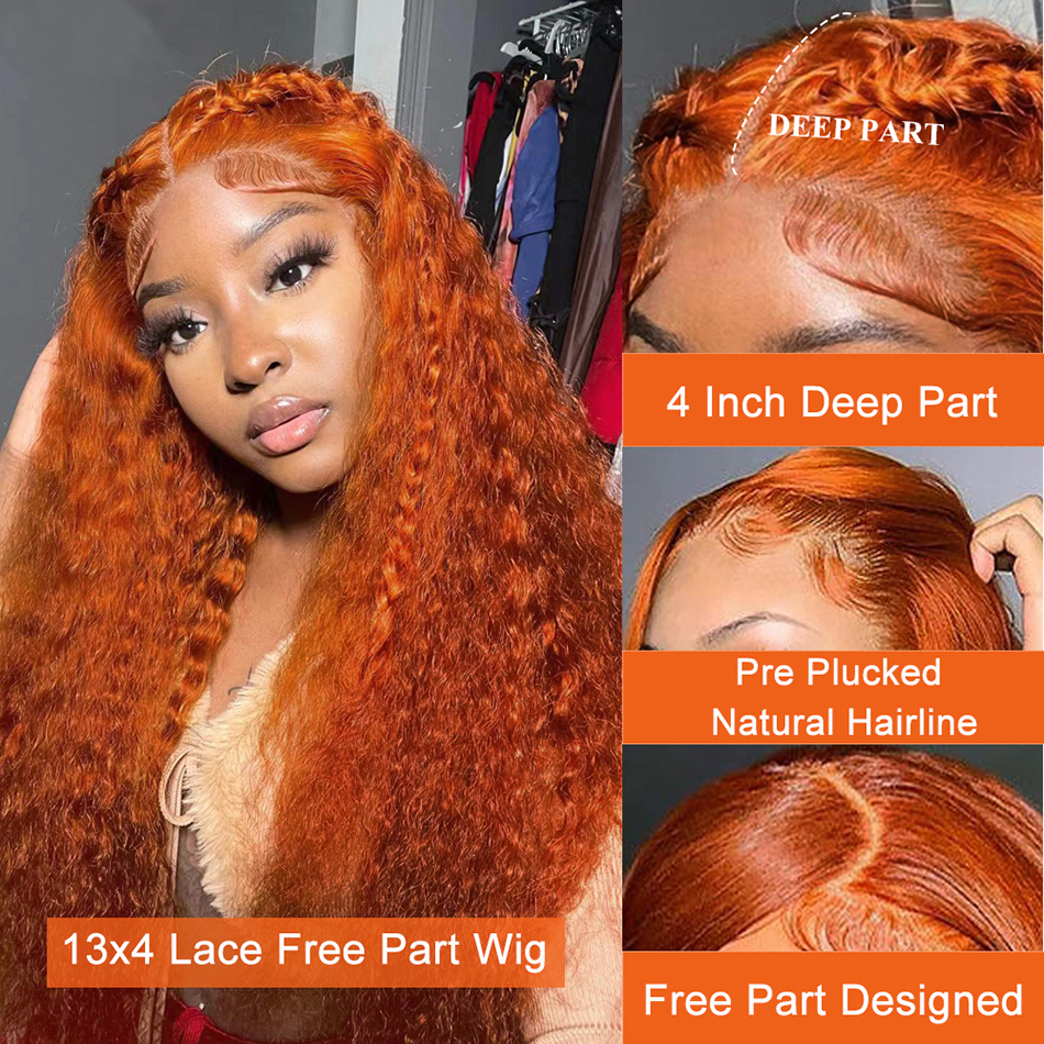 Wigg Ginger Curly Front Human Hair 13x4 Deep Wave Wig 13X6 Hd Lace Frontal Wigs