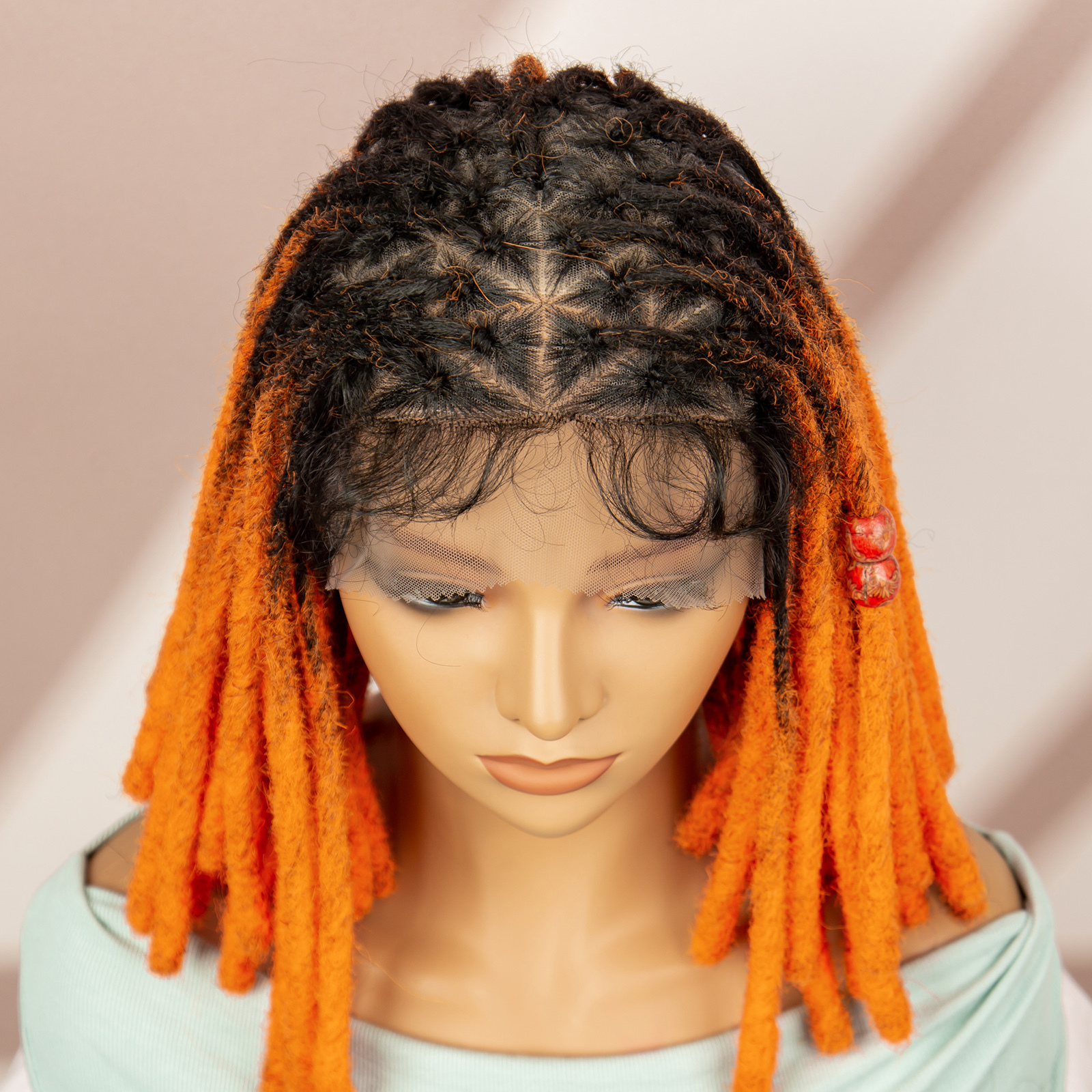 Full Lace Twisted Synthetic Dreadloc Braids Transparent Box Braided with Baby Hair Short Afro Wigs for Women