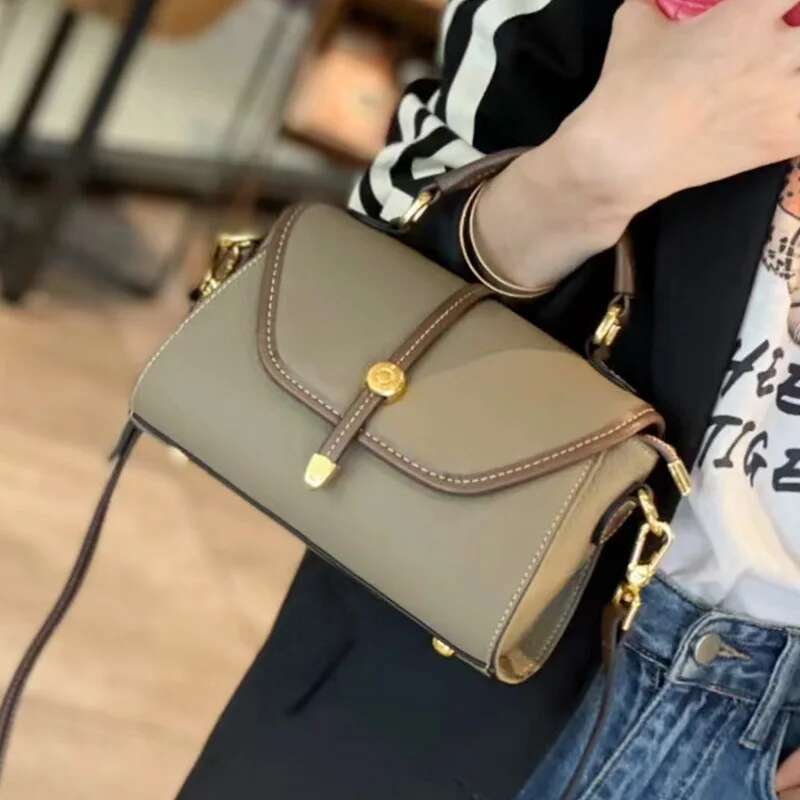 New Summer Carrot Hit Color Flap 2 Straps Women Shoulder 100% Genuine Leather Ladies Messenger Bag Soft Handbag