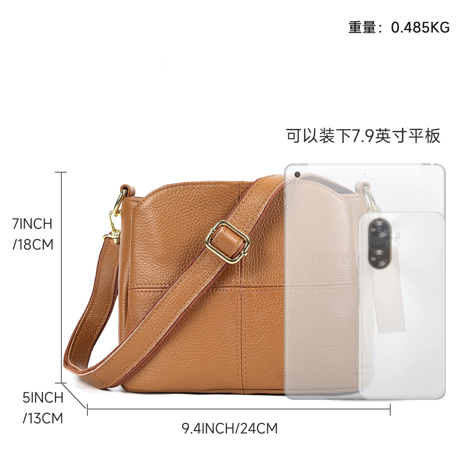 Womens Handbag Head Layer Cowhide Soft Leather Versatile Crossbody Bag Multi Functional Ladies Shoulder Bucket 241021