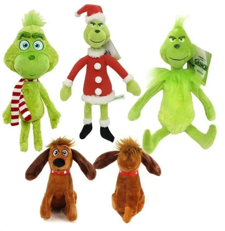 1Pc Stock Stole Plush Toys Green Grinch Toy Max Dog Doll Soft Stuffed Cartoon Animal Peluche For Kids Christmas Gifts 1028
