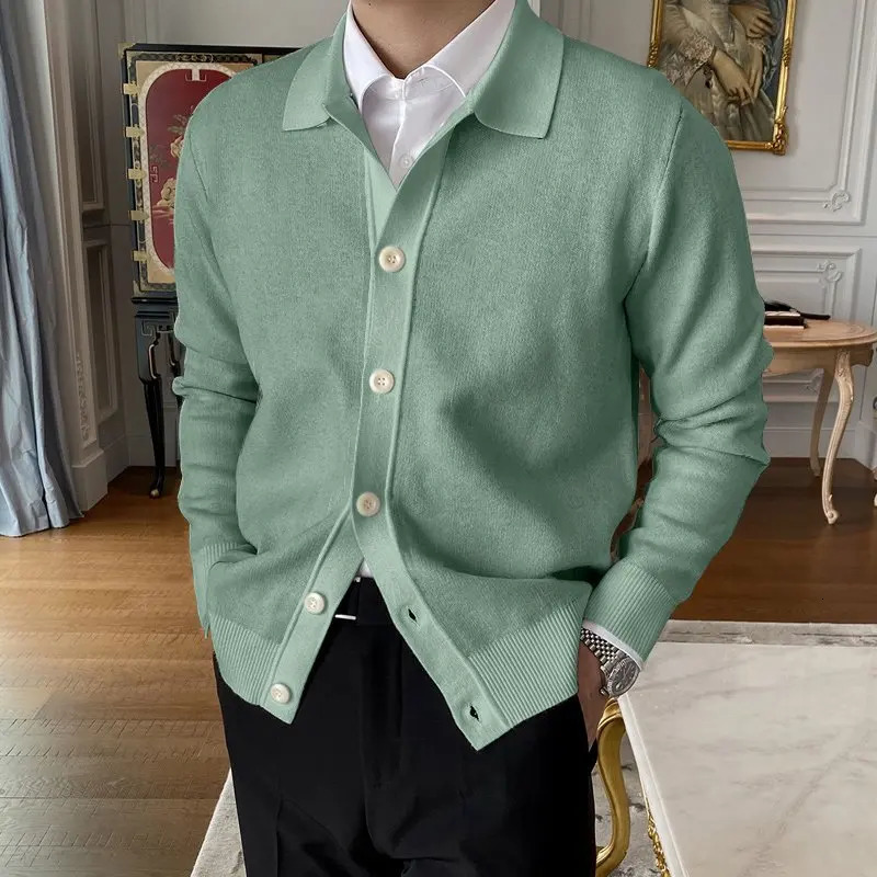 Mens Cardigan Sweater Long Sleeve Button Down Casual Collared Slim Fit Knit 241024