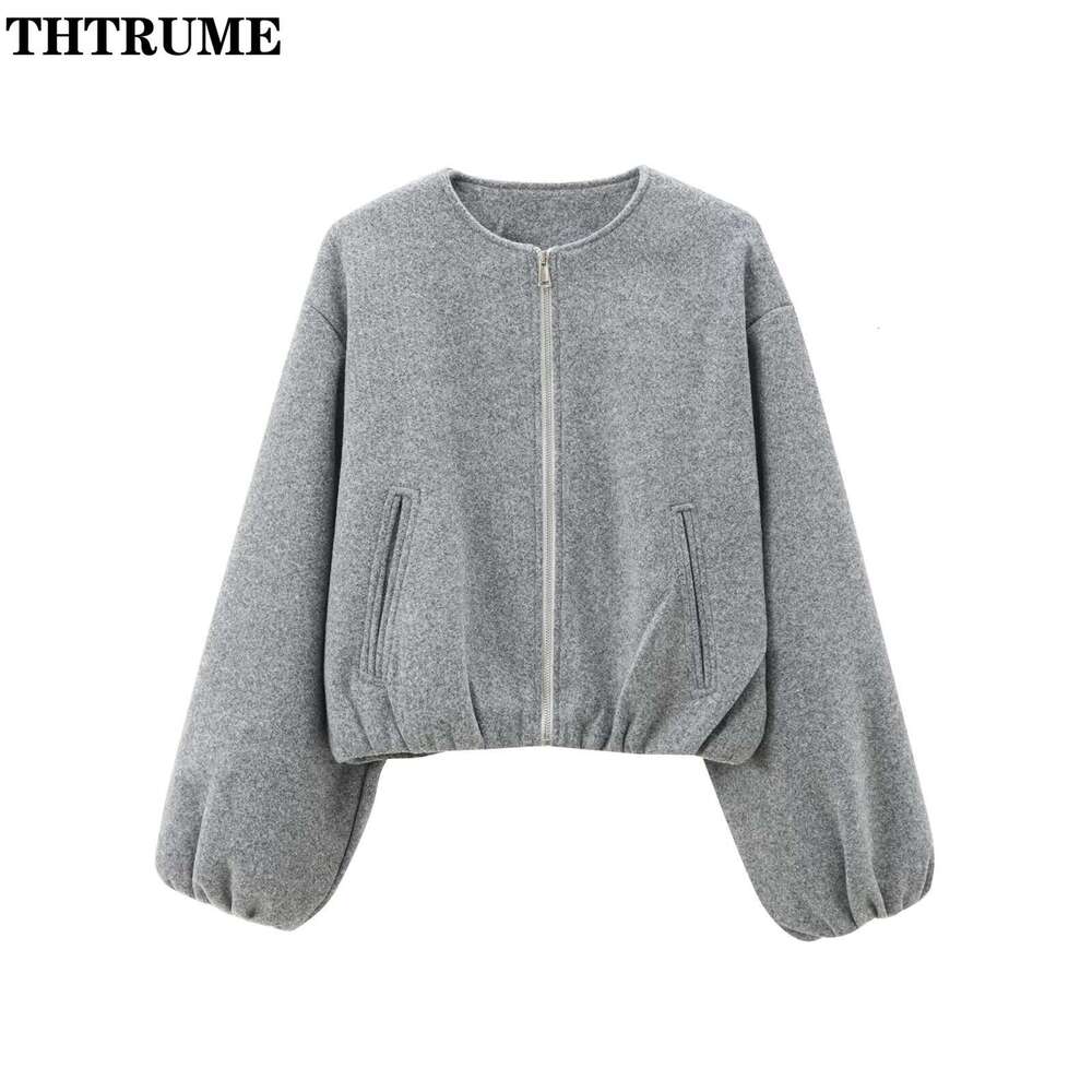 Elegant Solid O-Neck Jackets Fashion Women Long Sleeve Autumn Knit Zipper Coats Casual Thick Vintage 2024 New Retro Female Coat