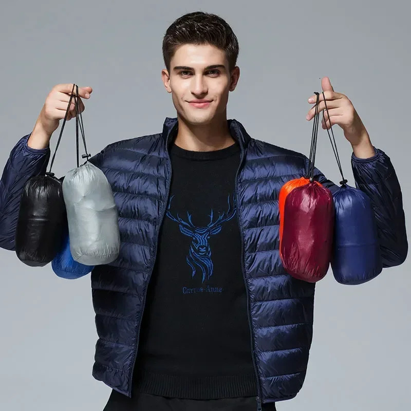 UETEEY Autumn Winter Ultra Light White Duck Down Jacket Men Waterproof Casual Outdoor Portable Lightweight Male Padded Coats 241024
