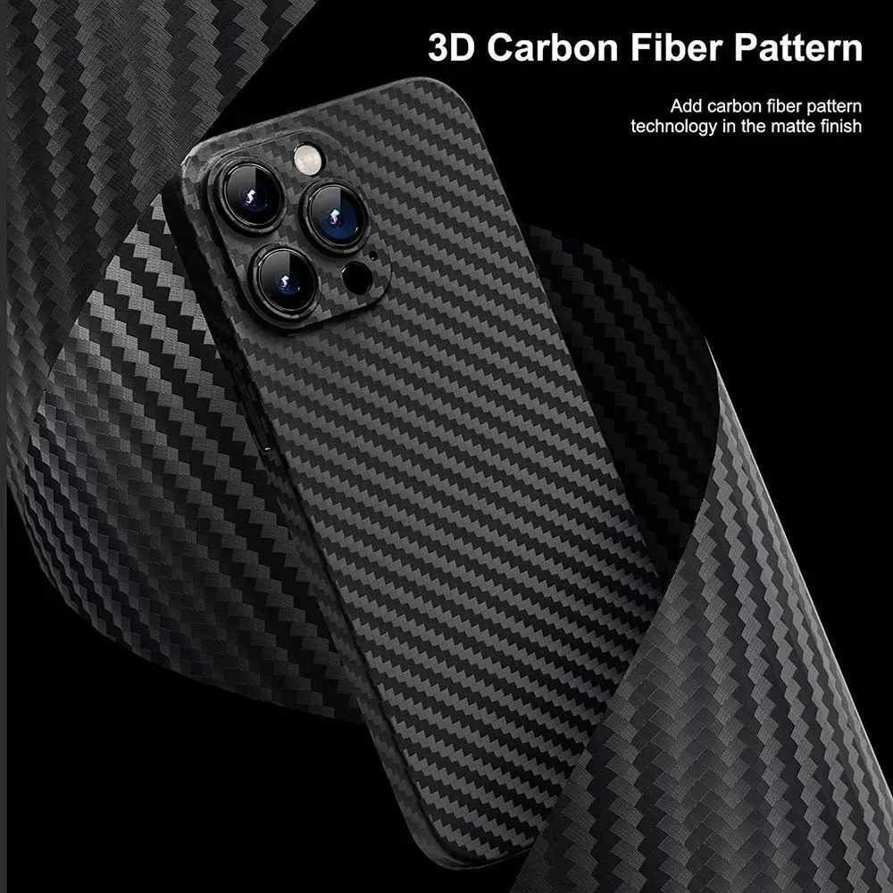 0.3mm Ultra Thin Carbon Fiber Texture Hard Phone Case For iPhone 15 14 13 12 11 Pro Max 7 8 Plus Mini SE Slim Cover Soft ShellLX241028