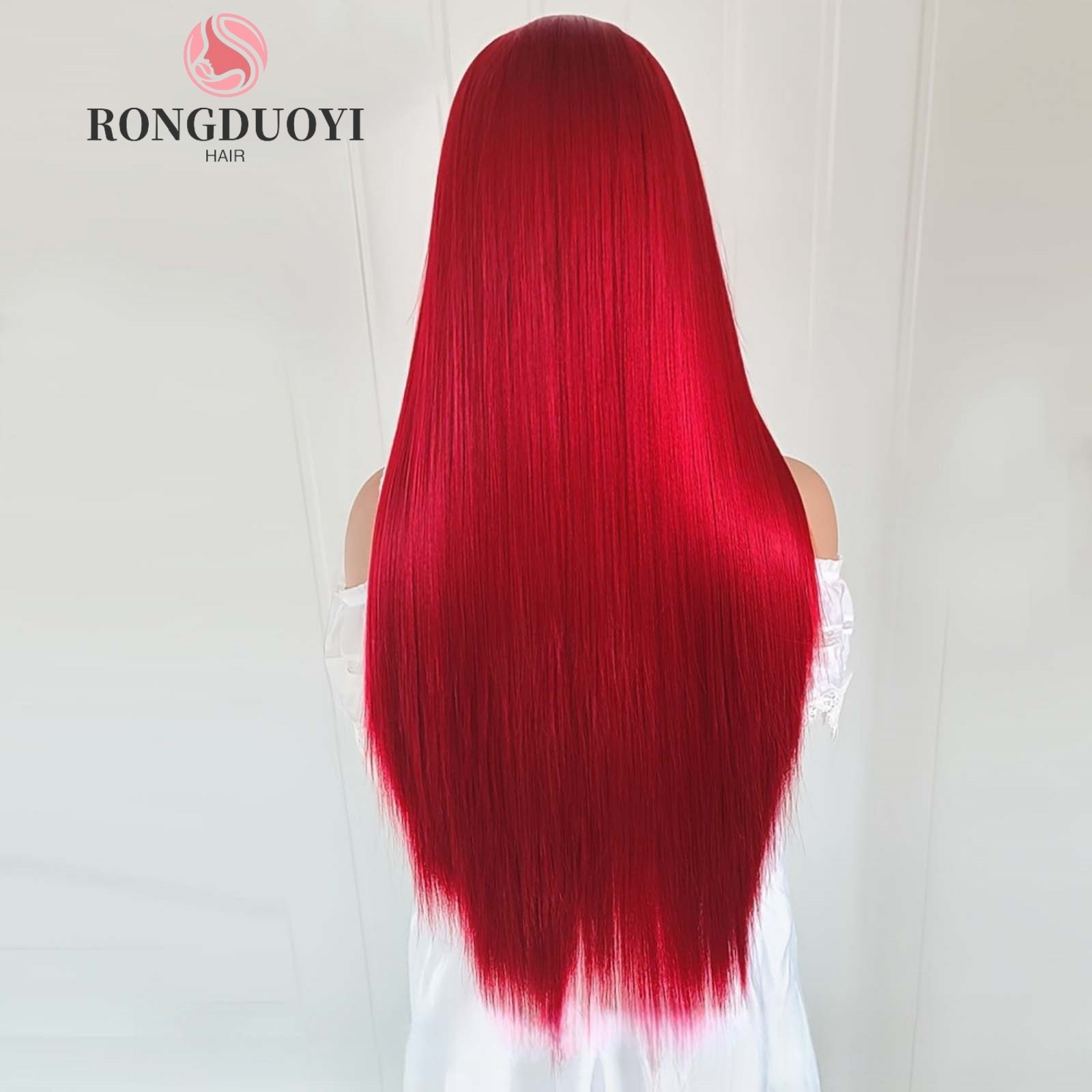 Dark Red Silky Straight Synthetic Front Wig Natural Long Bury Colored Hair 13X4 Lace Frontal Wigs for Women Party