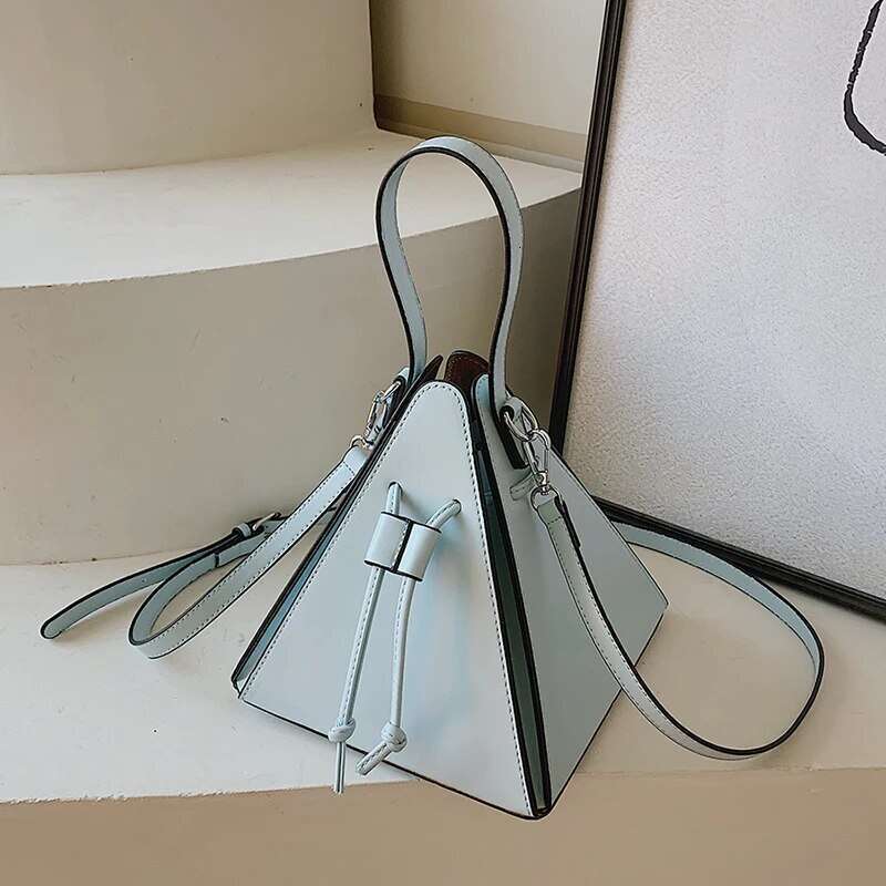 Sleek Minimalist Triangle Three-dimensional Drawstring Tote Shoulder Bag
