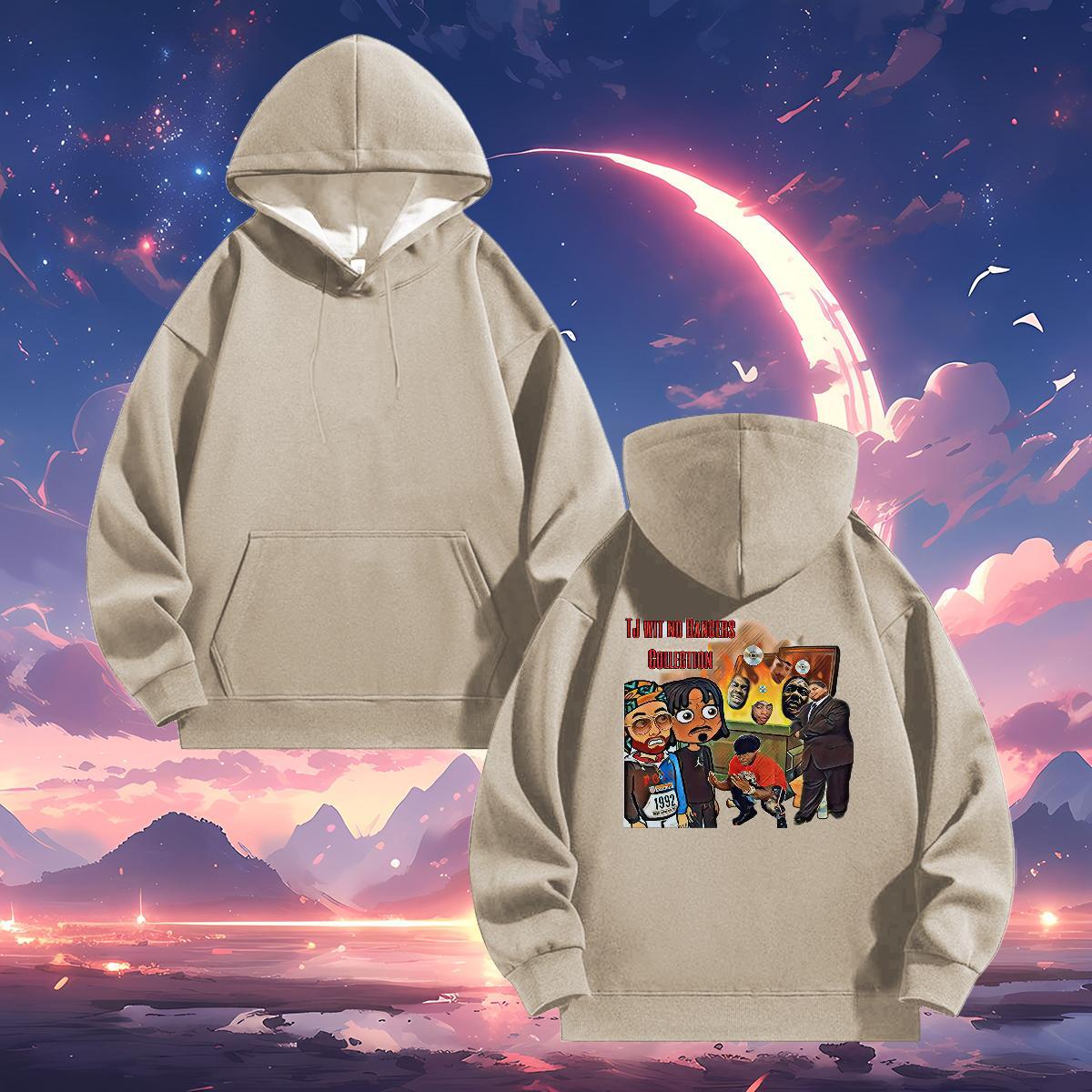 Designer Fashion Men Hoodie Plus Size Cartoon Loose Men Clothes Hoodie Top Hoody Home Outdoor Thick Plush Hooded Collar