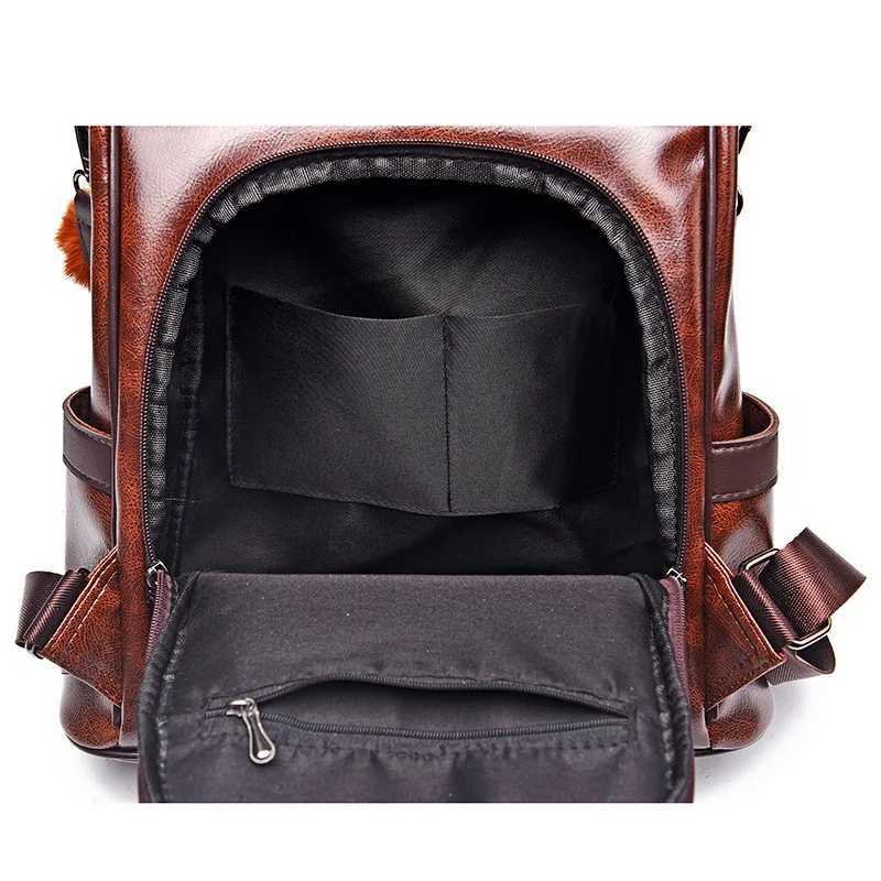 Travel Backpack Anti Theft Backpacks School Bags for Ladies 2024 Teenage Girl Vintage Leather Back Pack Mochila Antirrobo Mujer 241028