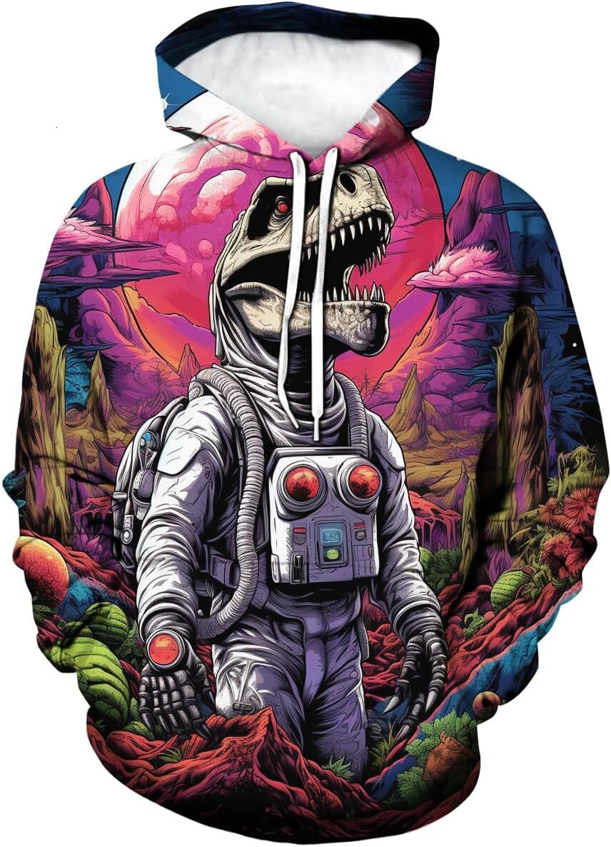 Hoodie for Mens Womens Dinosaur Hoodies For Men 3D Printed Psychedelic Graphic Hoodie Novelty Skull Sweatshirts Graphic Hoodies sweatshirt cool