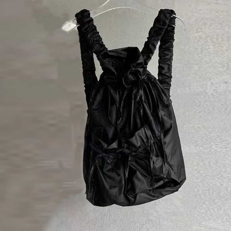 South Korea leisure pleated drawstring backpack student backpack large capacity versatile backpack 241015