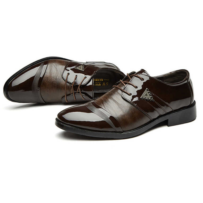 Men Dress Shoes Spring New Leather Shoes Mens Business Dress Wedding Shoes Lace Up Pointed Single Dressing Shoes 241009