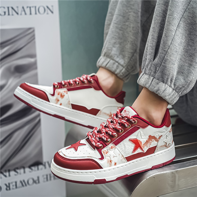 2024 Autumn New Men's the Year of the Loong Leather Embossed Dragon Plate Shoes Youth Student Fashion Shoes Sports Men's Shoes dh5727163