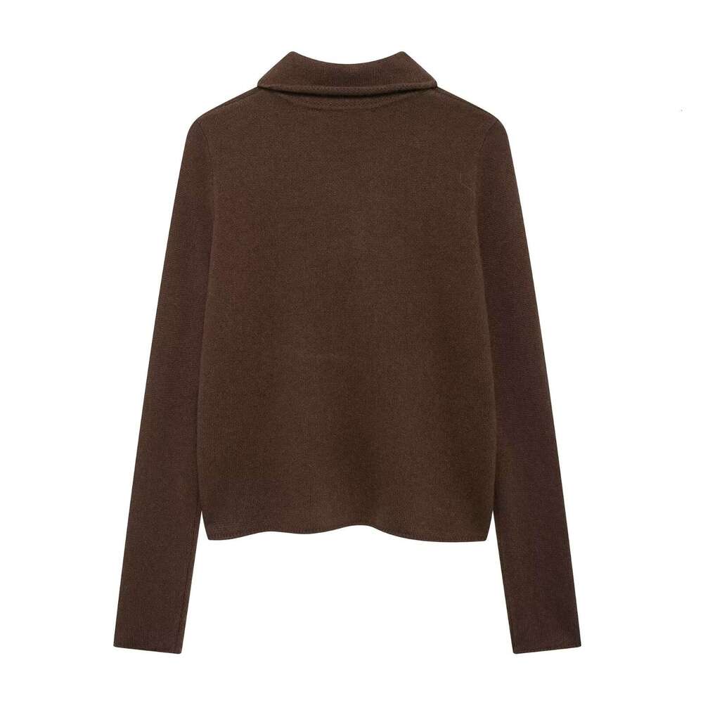 TRAFZA Women's Solid Slim Fit Cardigan Buttons Flap Spring Autumn New 2024 Fashion Casual Sweater