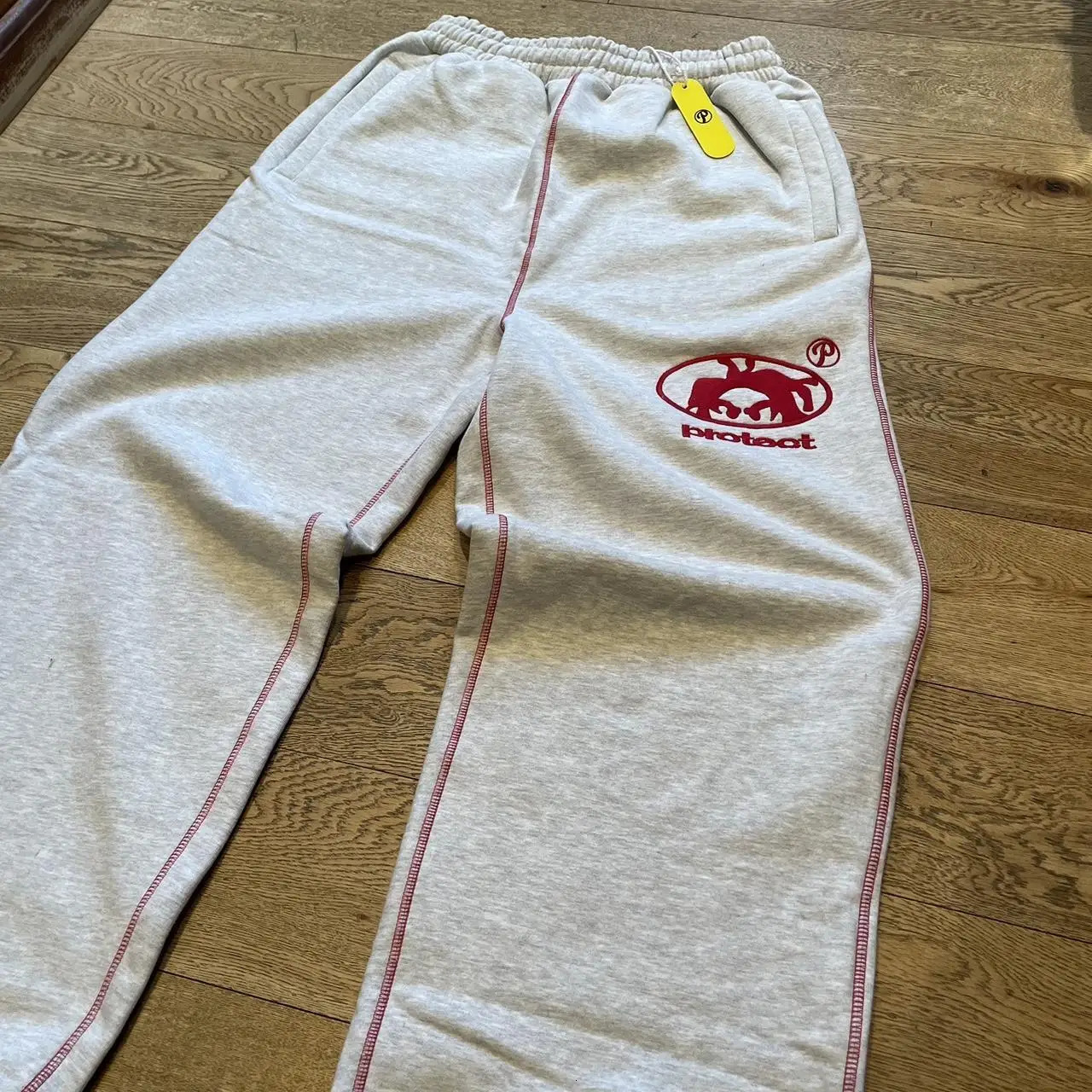 Streetwear PROTECT Sweatpants Y2K Pants Hip Hop Letter Pattern Embroidered Baggy Casual Mens Drawstring Trousers 241024