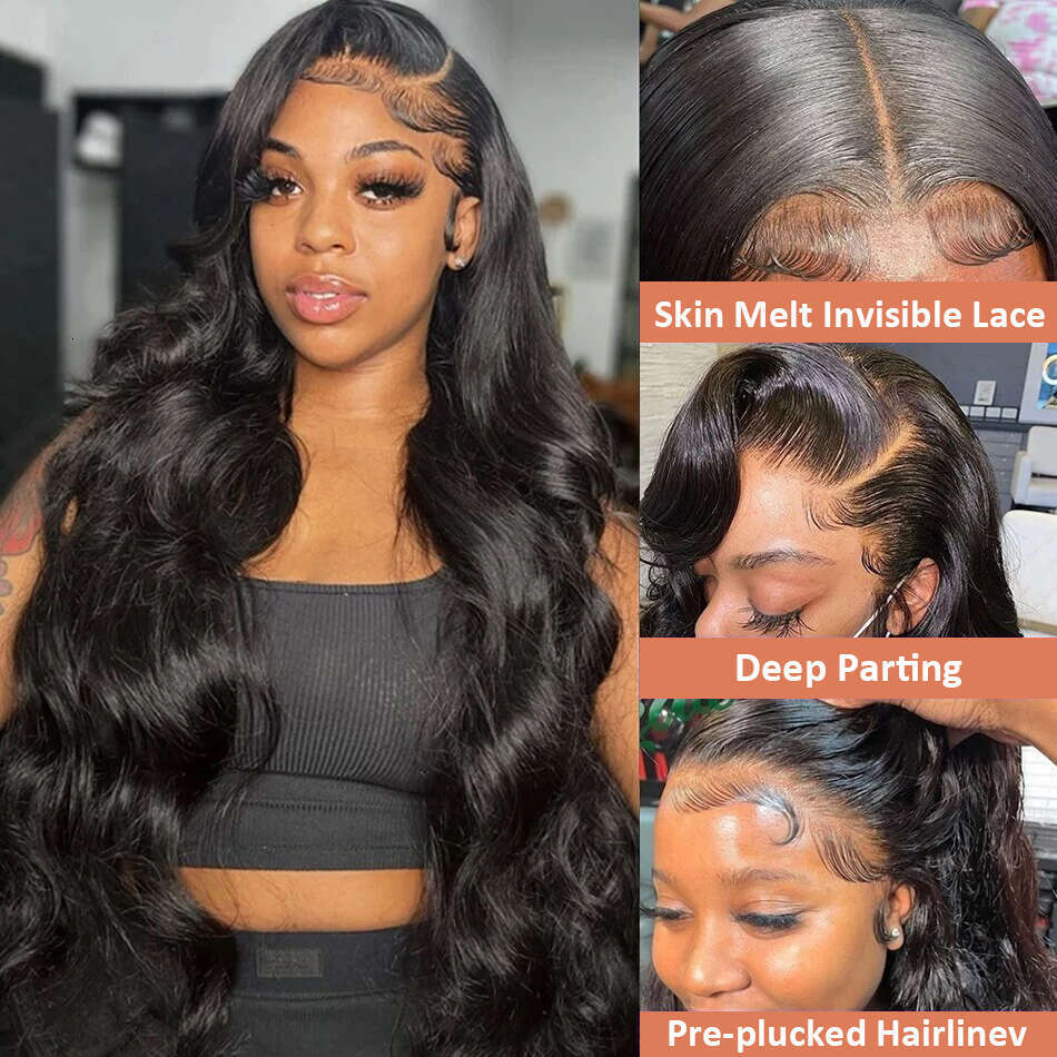 Density HD Transparent x Body Wave Lace Front Human Hair Wigs Brazilian Remy inch Frontal For Women