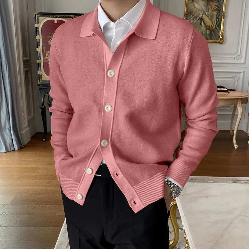 Mens Cardigan Sweater Long Sleeve Button Down Casual Collared Slim Fit Knit 241024