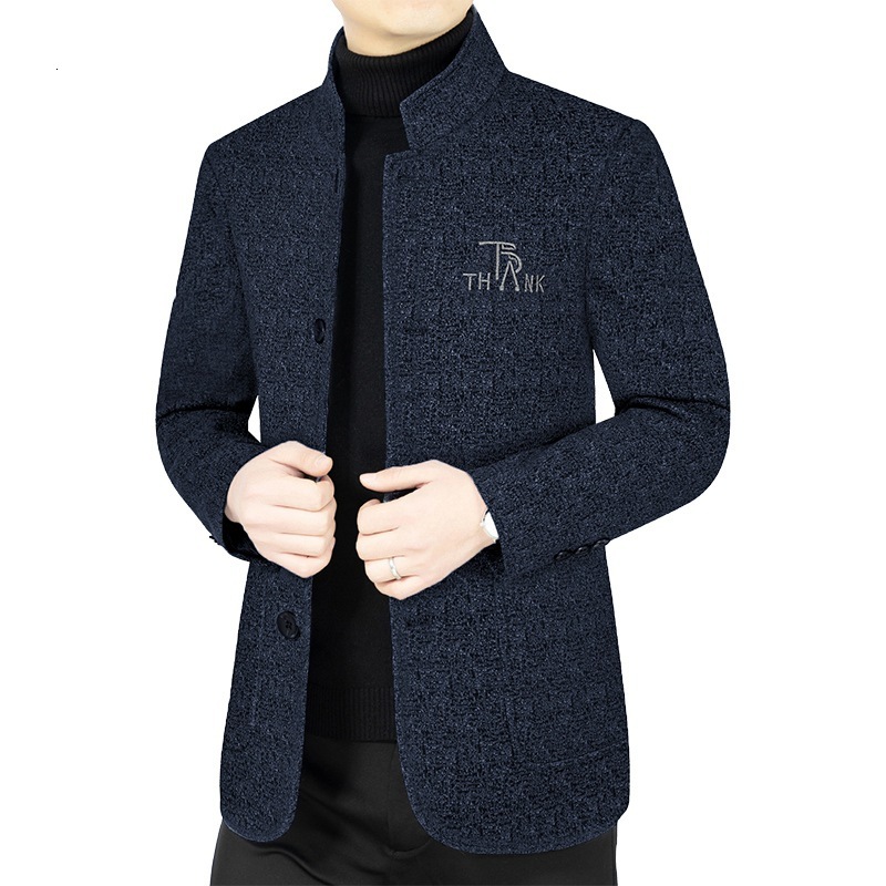 Cotton 2024 autumn and winter new designer series stand collar middle-aged men's wool jacket casual top high-end jacket