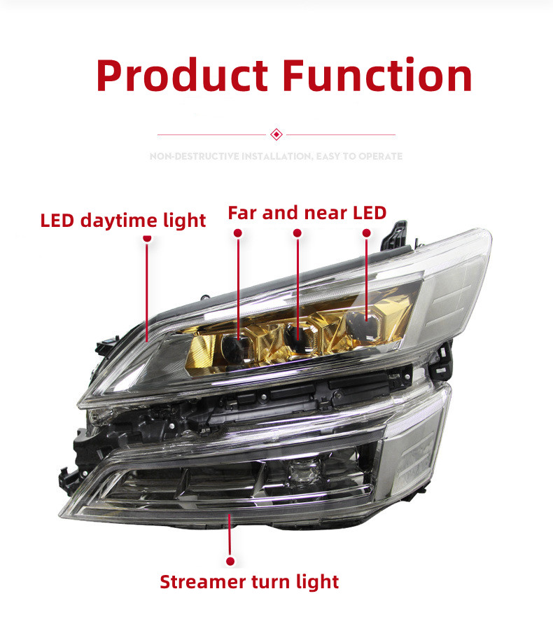 Headlight All LED for Toyota Vellfire 20 18-2023 Head Lamp DRL Dynamic Signal Far And Near Front Headlights