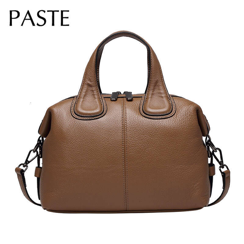 New Thick Cowhide Leather Women Handbag Blue Classic Stylish Large Capacity Female Shoulder Commute Tote Bag For Ladies