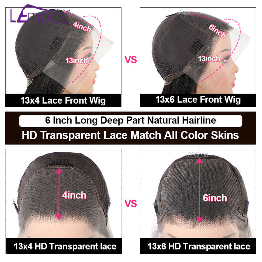 HD Lace Frontal Wig x Front Human Hair Wigs Lemoda Remy For Women Inch Straight Transparent