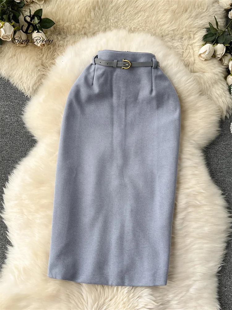 Singreiny Temperment Women OL Skirt Solid Zipper Strap Fashion High Street Korean Style Fashion Basic Slimming Skirt 241028