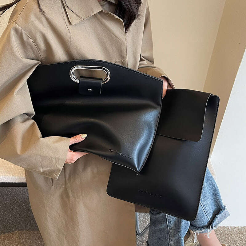 Simple high-end handbag women 2024 new trendy stylish large capacity tote bag for work and commuting, hand-held briefcase