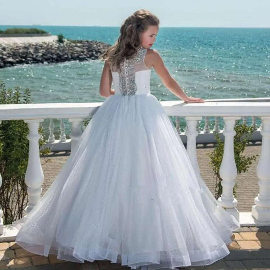Rhie Wer Dresses For Wedding Sleeveless Beading A E Kids Formal Wear Knee Length Multilayer Girls Pageant Dress 0508