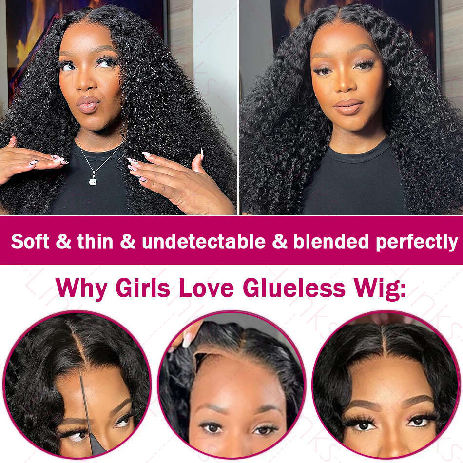 LINKS Deep Wave Glueless Wigs Human Hair Pre Plucked Cut x Curly Lace Density Wet And Wavy