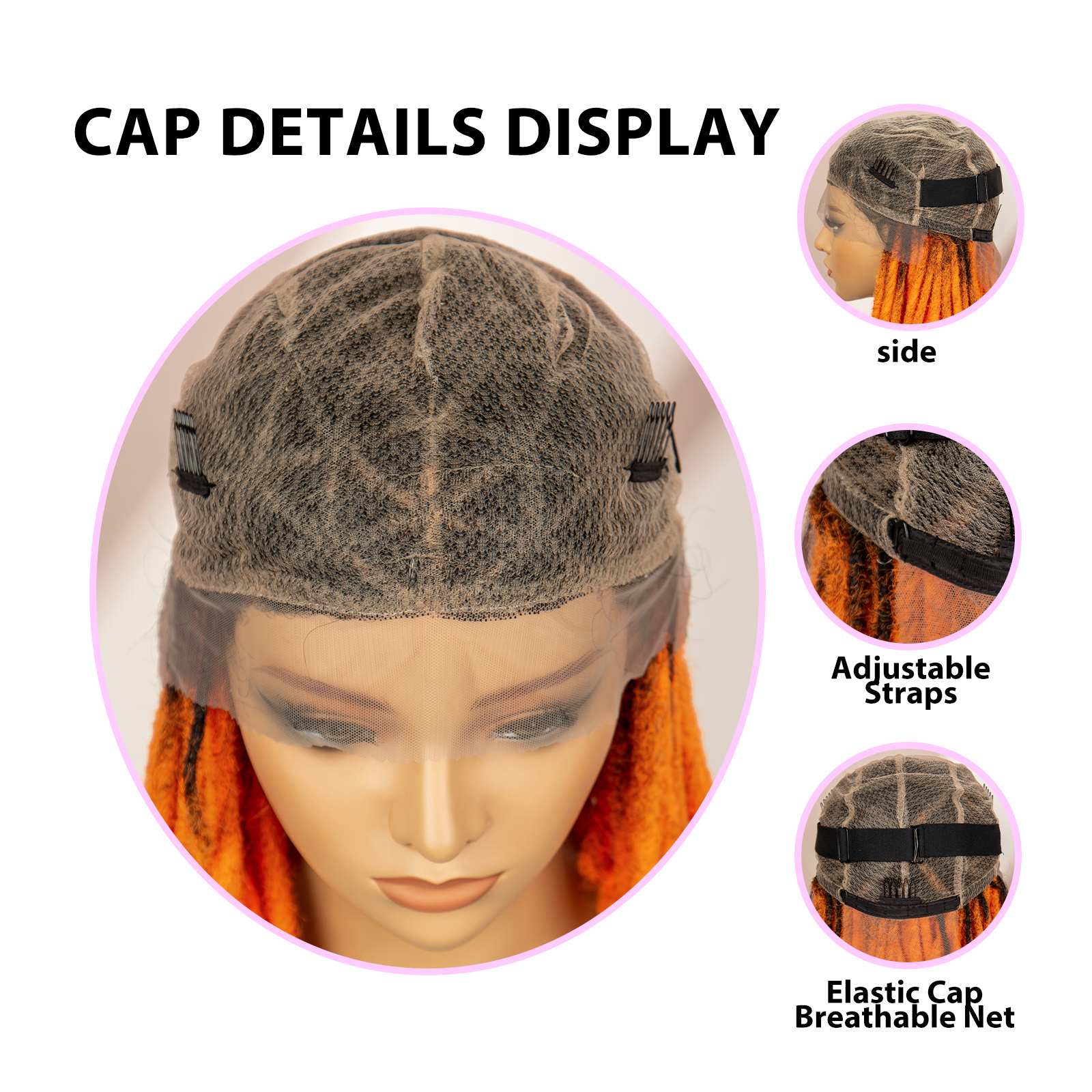Full Lace Twisted Synthetic Dreadloc Braids Transparent Box Braided with Baby Hair Short Afro Wigs for Women