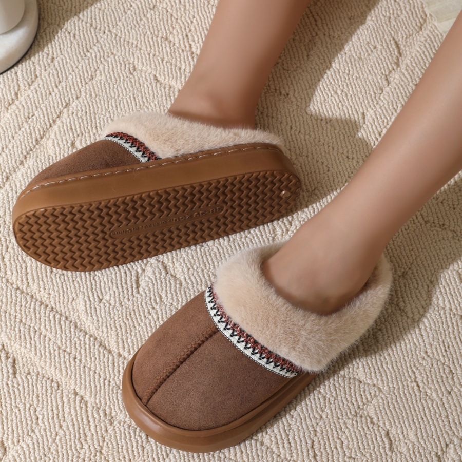 free shipping designer shoes mens flat sandals for women fury slippers winter cotton slippers warm thick soled home thick plush slippers sliders slide