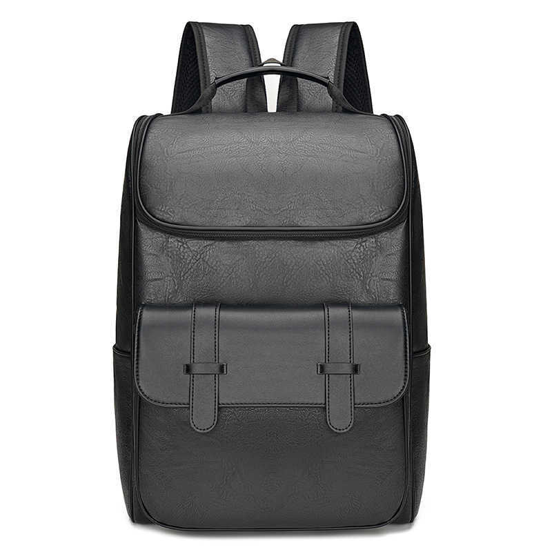 Simple stylish Korean version backpack, street trendy men's leather backpack, outdoor backpack, student book bag, trendy 241015