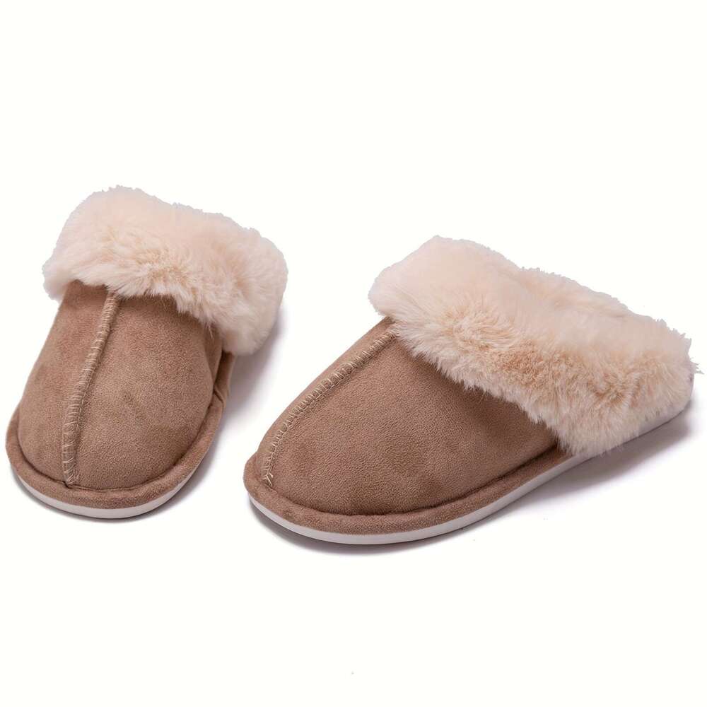Cozy Plush Women - Slippers with Memory Foam, Non Sole, Slip On Design, Soft Indoor Bedroom Shoes for Ultimate Comfort and Relaxation