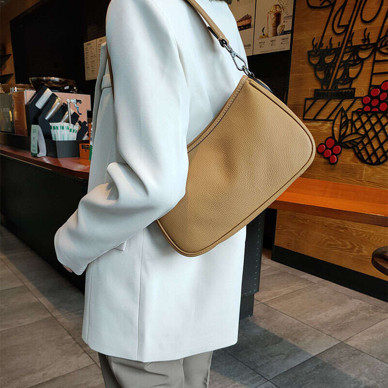 2024 Daily-Use Niche Style Thick Cow Leather Women Shoulder Simple Green Fashion Armpit Bag High Qulaity Handbag