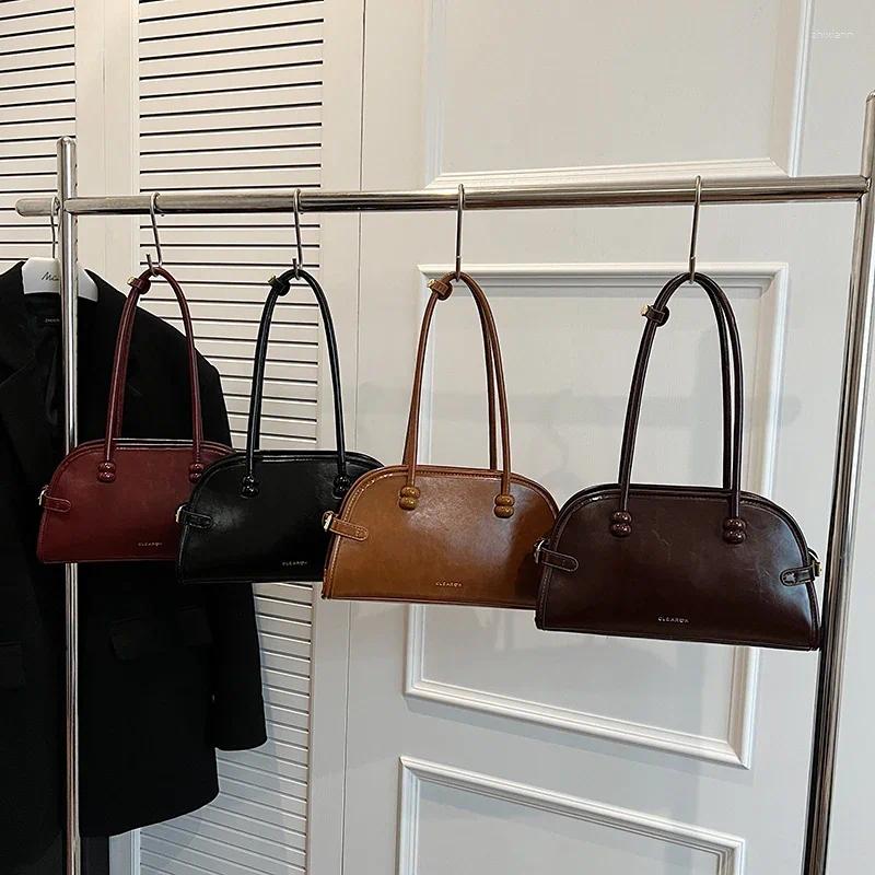 Evening Bags Sense Of Glossy PU Shell Shoulder Solid Zipper Grace High Quality Commute Handbags For Women 2024 Fashion