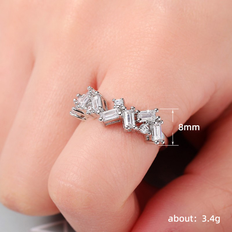 Sterg Sier Princess Cut CZ Dia Irregular Party Ring