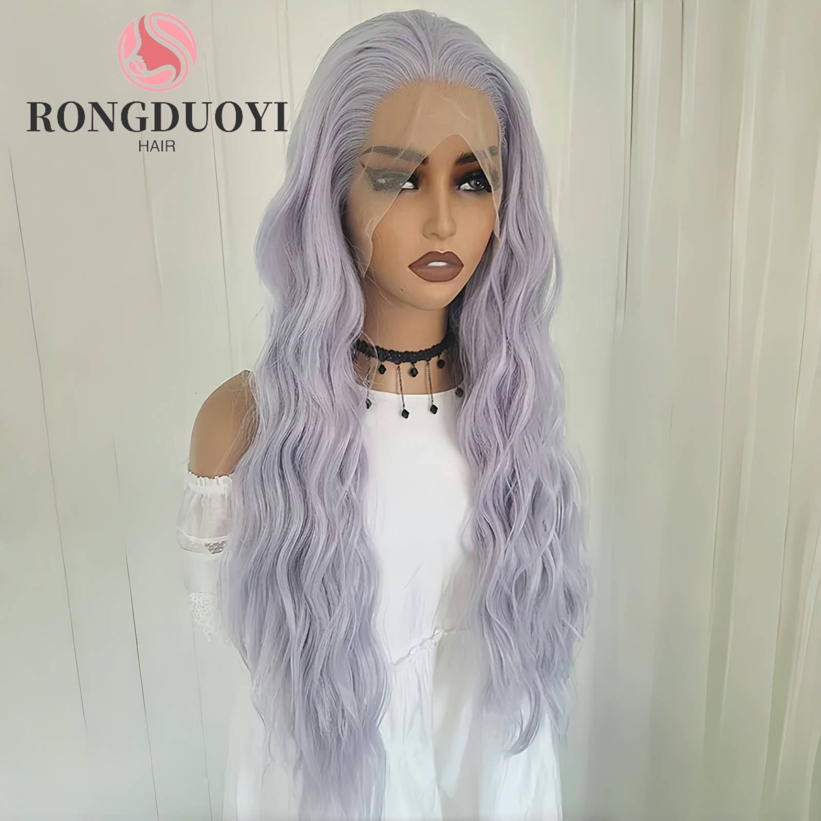 Sier Purple Long Curly Synthetic Lace Front Wig Deep Wave Natural Wavy Colored Hair 13X4 Frontal Wigs for Women Party