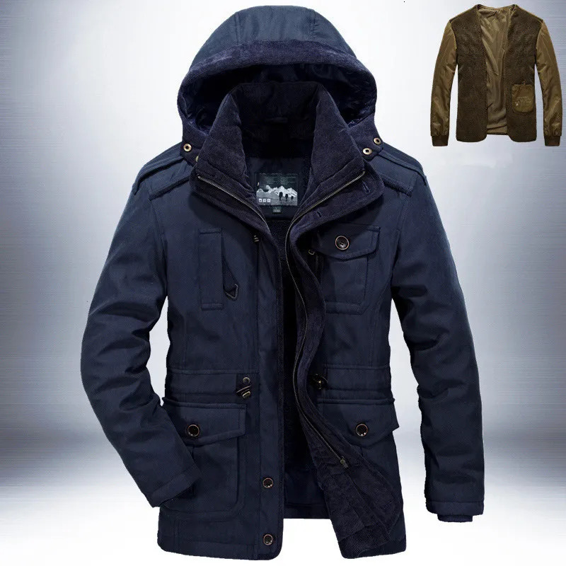 Military Thicken Fleece CottonPadded Warm Winter Jacket Men Parkas Wool Waterproof Jackets Male Heavy 2 in 1 Coat Overcoa 241024