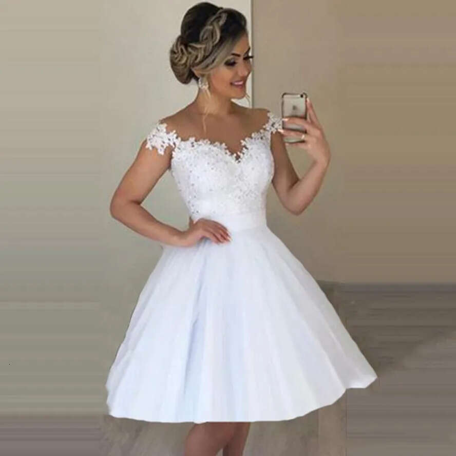 2 Pieces Removable Skirt Wedding Dresses White Cap Sleeve Beaded Lace A E Detachable Trail Bridal Gowns Customize Plus Size 0509