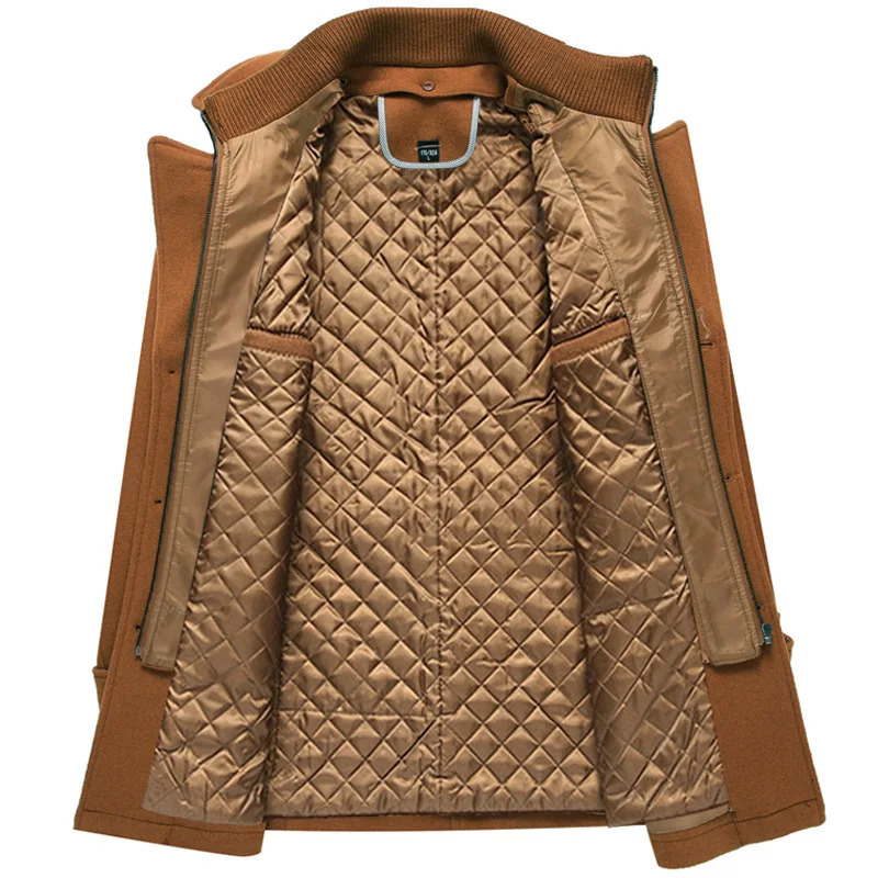 mens wool coat double neck thick lapel coat for men 241024