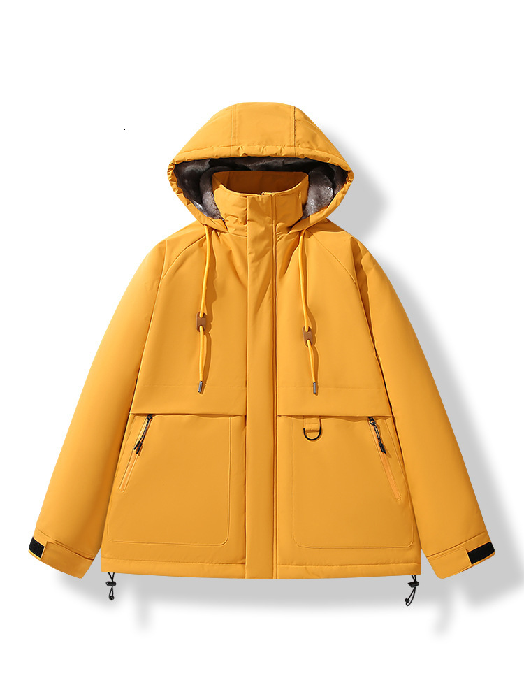 2024 New Designer Yellow Yimei with Velvet 2024 Spring and Autumn Work Clothes Assault Clothes Outdoor Mountaineering